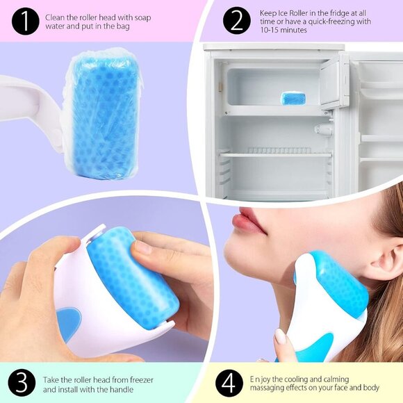 Blue Ice Roller for Face, Ice Face Roller, Face Massager Tool, Puffiness Migrain - Picture 6 of 9